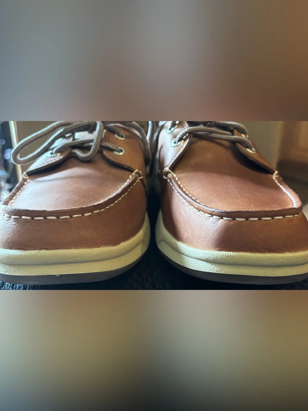 Sperry Intrepid Boat Shoes, Cognac Leather with Breathable Sides, NIB Retail $89